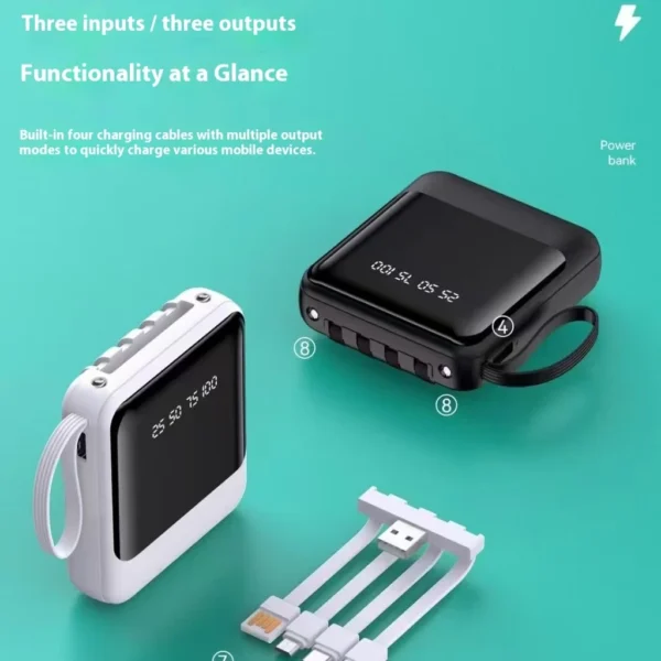 Random 20000mAh Powerbank Built in Cables