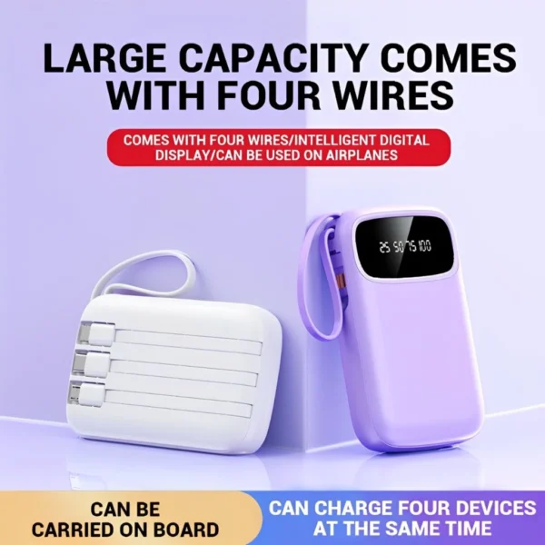Random Digital Display Power Bank With Cable