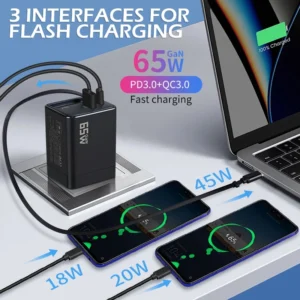 65W Retractable Cable Charger UK Plug